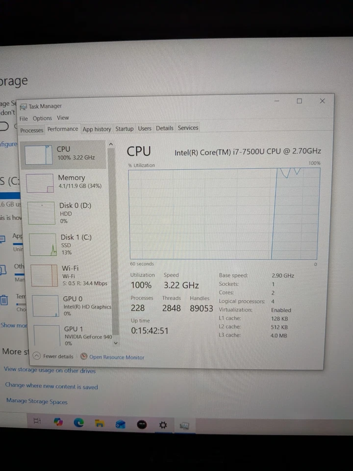 ASUS VivoBook TP601UQ-IH74T Intel Core I7 16 GB Ram 1TB Hard Drive Used Good - Image 4 of 4