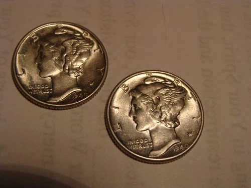 (2) 1940 Mercury Silver Dime pair - both flashy BU's!