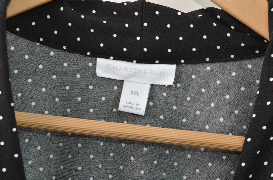 Charter Club Blouse Womens 2XL Polka Dot Black V-Neck 3/4 Sleeve - Image 4 of 4