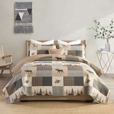 Quilts Queen Size, 100 Cotton Queen Size Quilt, Lodge Cabin Farmhouse Quilted C