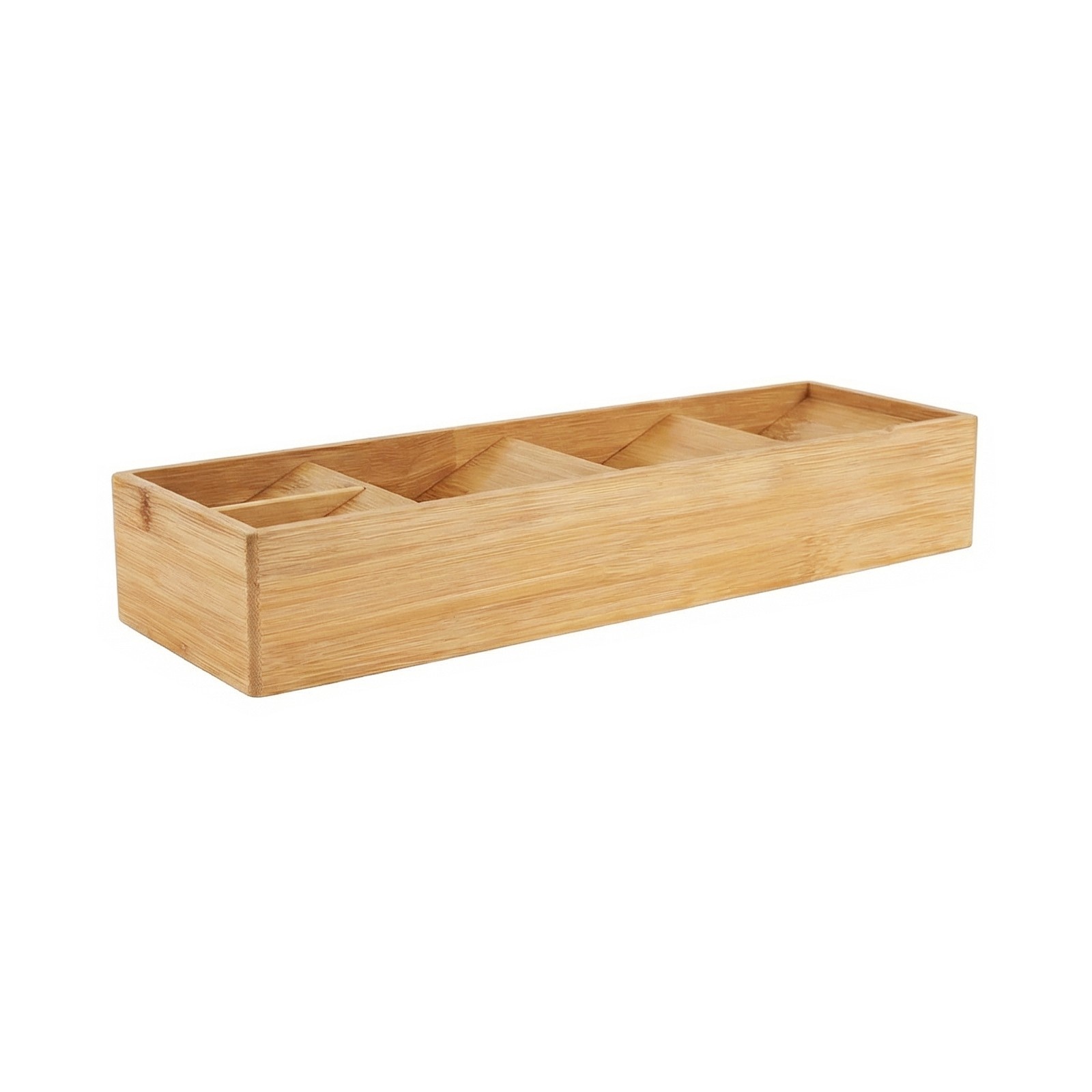 Insert à couverts en bambou Cheffinger à 5 compartiments pour tiroir beige - 4
