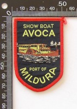 Parche de recuerdo vintage de barco de exhibición Avoca Mildura Victoria tela tejida cosida insignia