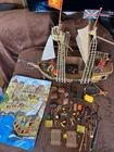 Vintage Playmobil Pirate Ship (1980s) - Huge Accessory Lot Crew Cannon Flags Etc