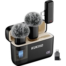 Wireless Lavalier Microphone with Charging Case, 36H Battery Life, 135ft Range