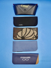 Lot of 5 Unisex Black Faux Leather Snap Closure Soft Case for Eyeglasses