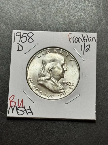 1958 D Franklin Silver Half Dollar Gem BU Uncirculated MS++ US 50c Coin (18290)