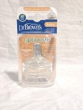 Dr Brown's Wide Neck Baby Bottle Nipple 6m natural Flow 2 pack
