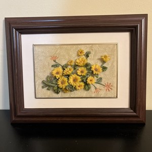 Vintage A. Richesco Corporation Handpainted 3-D Resin Sunflowers Frame 7"x 8.75”