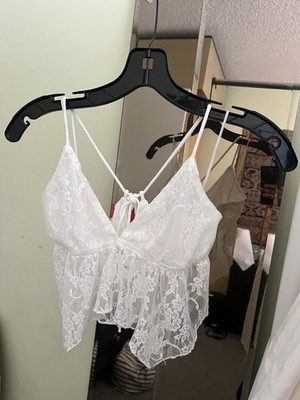 Bundle of 2 Lace Crop Tops Cami Tank White and Beige Cami Festival Size S