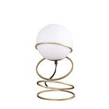 KA 13.5" H Glass Globe Matte Gold Spiral 4 Ring Metal Stand LED Table Lamp