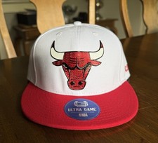 Chicago Bulls Basketball Snapback Ball Cap Hat White/Red Ultra Game NBA NWT