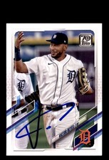 Signed Baseball Card Auto Victor Reyes 2021 Topps #336 Detroit Tigers