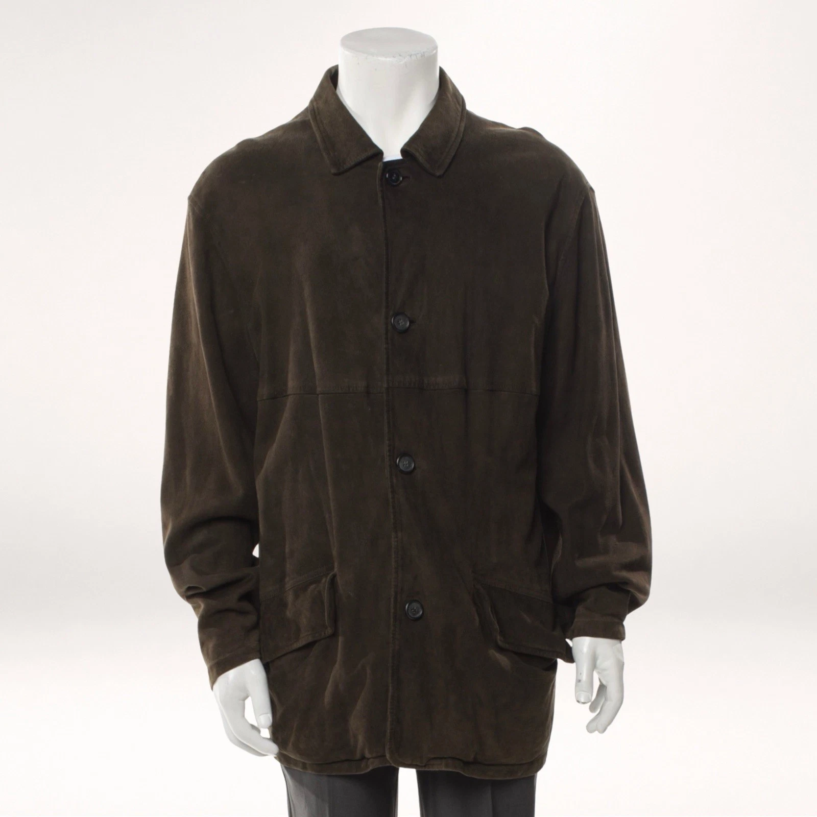 Vintage 90s Giorgio Armani Le Collezioni Brown Suede Leather Jacket Coat 44 image 1