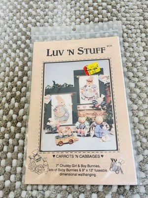 7'' Bunny Rabbits Plush Wall Hang Luv N Stuff CA Craft Sewing Pattern Easter UC