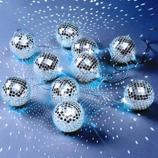 10 LED Disco Ball Light String 9.84 Ft Battery Powered Mirror Ball Silver
