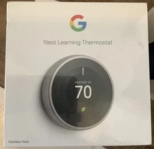 SEALED Google Nest 3rd Generation Learning Thermostat T3007ES Stainless Steel