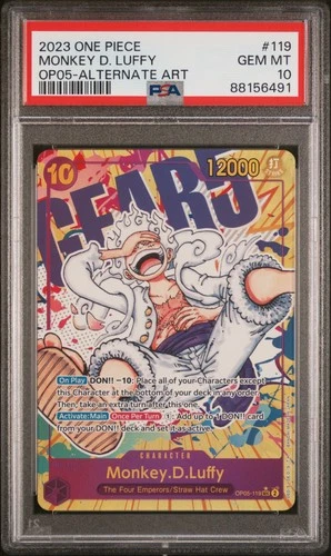One Piece Monkey D. Luffy OP05-119 Gear 5 Alt Art Gem Mint PSA 10