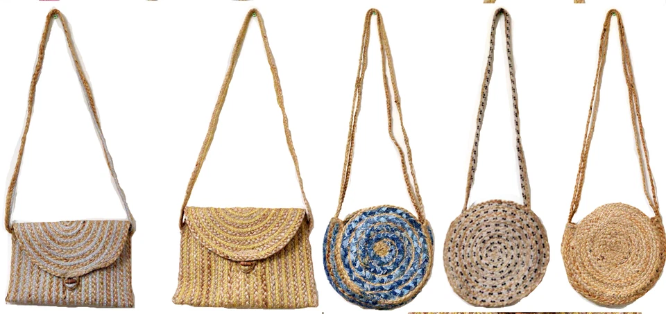 Lot 10pc Indian Handmade Clutch raffia straw Jute Bag HandBag Beach Sling Purse - image 4 of 4