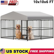 10X10X6FT Heavy Duty Dog Cage with Roof Large Outdoor Dog Kennel Safety Locks