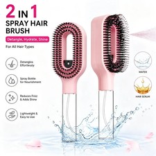 2-in-1 Spray Hair Brush Water Mist Detangling Scalp Massage Comb Travel US
