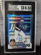 2023 Topps Chrome  Jonathan Aranda #RA-JAR Blue Refractor /150 Auto SGC 8.5