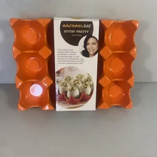 NEW Rachael Ray 12-cup Sittin' Pretty Serveware Tray, Deviled Egg dish In Orange