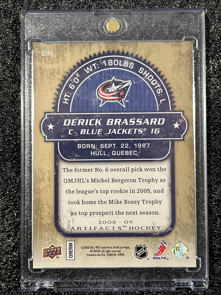 2008 Upper Deck Artifacts -#201 Rookie Derick Brassard /5 - CBJ SSP  - Image 2 of 3