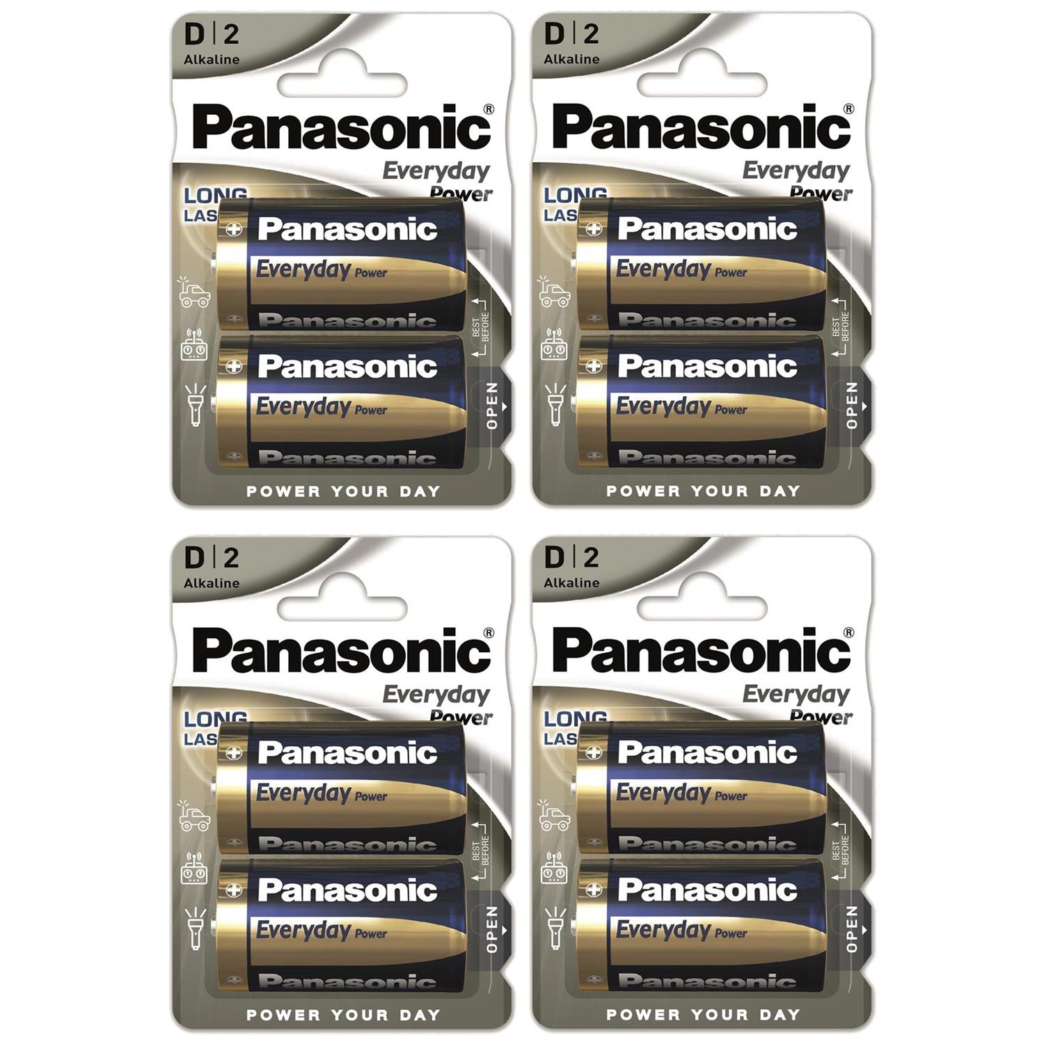 Piles LR20 Panasonic D Everyday Power Anti Fuite Longue Durée pour Lampe Torche et Radio