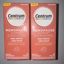2 Centrum Menopause Support + Clear Mind & Calm Mood Supplement 30 Tablets 01-26