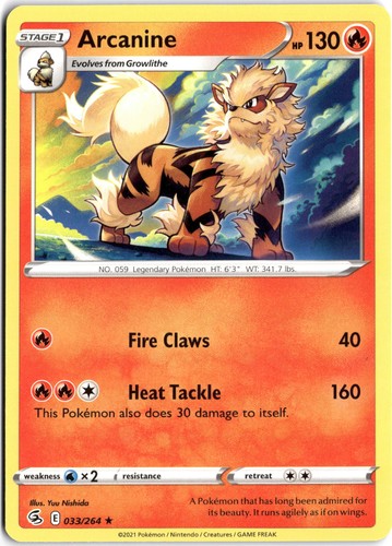Pokemon Arcanine R 033/264 Fusion Strike NM