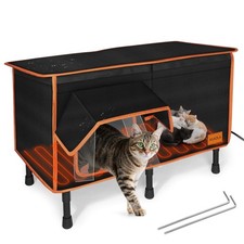 Heated Outdoor Cat House for Outside Winter 100 Waterproof Oxford Tarpaulin ...