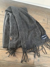 Ralph Lauren Szalik męski 100% Wełna jagnięca Szary Preppy Klasyczny Minimalistyczny 