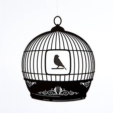 Ige Black Bird Cage Birdcage Modern Hanging Baby Mobile Kinetic Art Made in USA