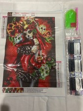 5D DIY Diamond Wall Art Painting Kit Craft-Red Skull Candy w/Roses