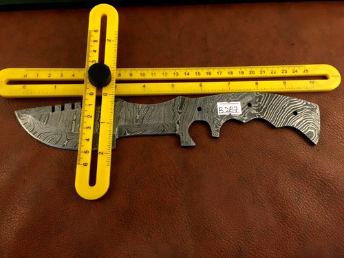Handmade Damascus Steel Tracker Blade Blank-Knife-Heat Treated-B287 - Picture 2 of 4