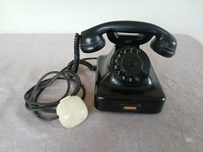 Vecchio telefono a disco in bachelite nero Siemens Milano anni 40