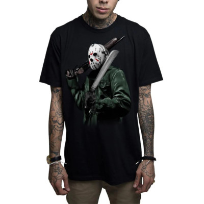 Mafioso Voorhees Black Mens T-Shirt Guns Girls Ammunition Tattoo Clothing