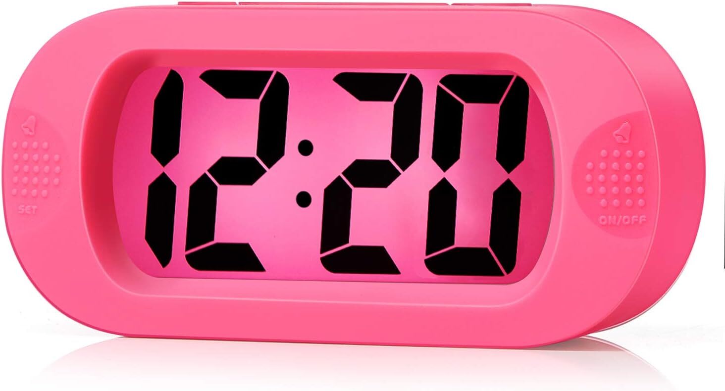 Plumeet Kids Alarm Clock Large Digital LCD Travel Alarm Clocks with Snooze and N