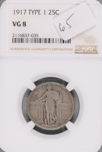 1917 Type 1 Standing Liberty Silver Quarter NGC VG-8 #7-035