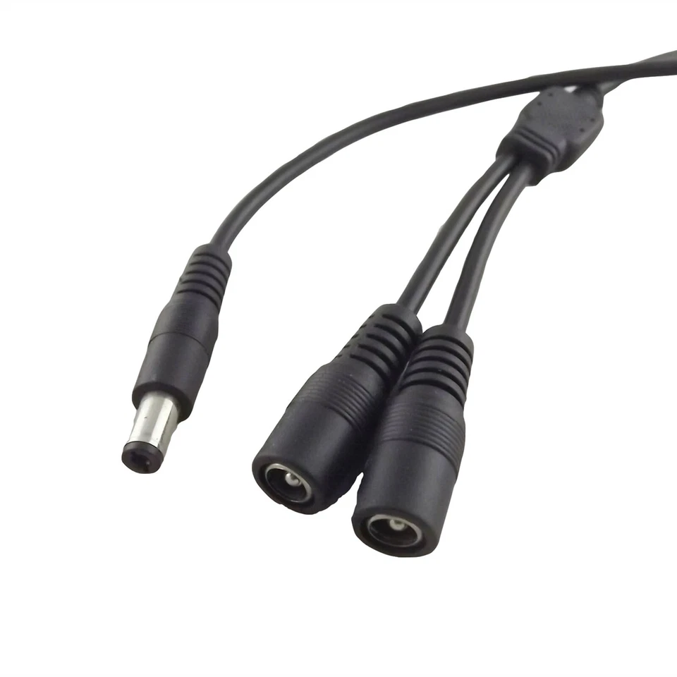 1x CCTV DC Power Plug 1 Male To 2 Female Jack Cable Splitter 5.5 x 2.5mm Adapter - Image 2 of 4