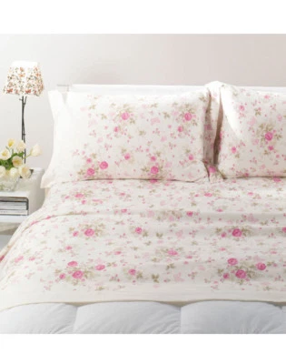 Completo lenzuola flanella singolo 1 piazza Caleffi mod."Fiori".