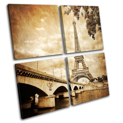 Eiffel Tower  Paris Architecture MULTI CANVAS WALL ART Picture Print VA