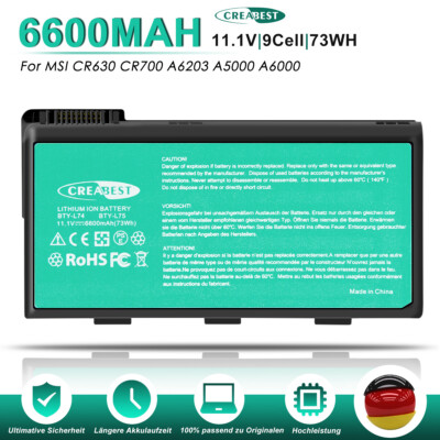11.1V BTY-L74 BTY-L75 Akku For MSI S9N-2062210-M47 A6000 A6200 CR610 CR700 CX620