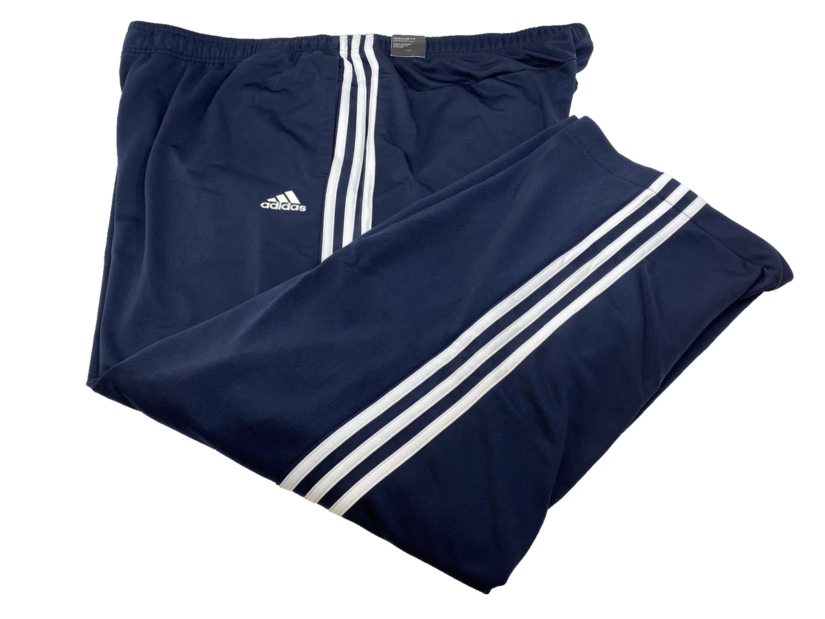 adidas 3 Stripe Mens 3XL Athletic Tricot Pants Legend Ink White