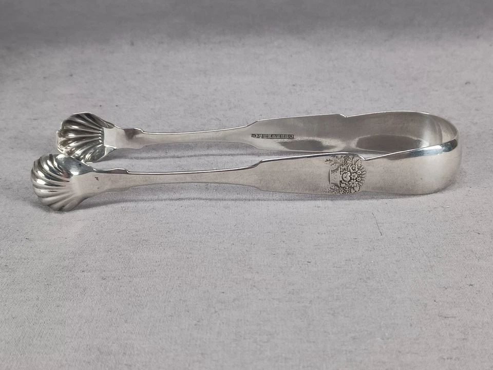 Moneda Charles Brewer Middletown CT plata estilo federal cesta floral pinzas de azúcar Foto 4 de 4