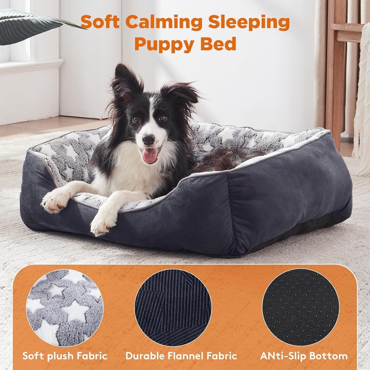 MIXJOY Medium Dog Bed Washable(64x53cm), Super Soft Cosy Dog Beds