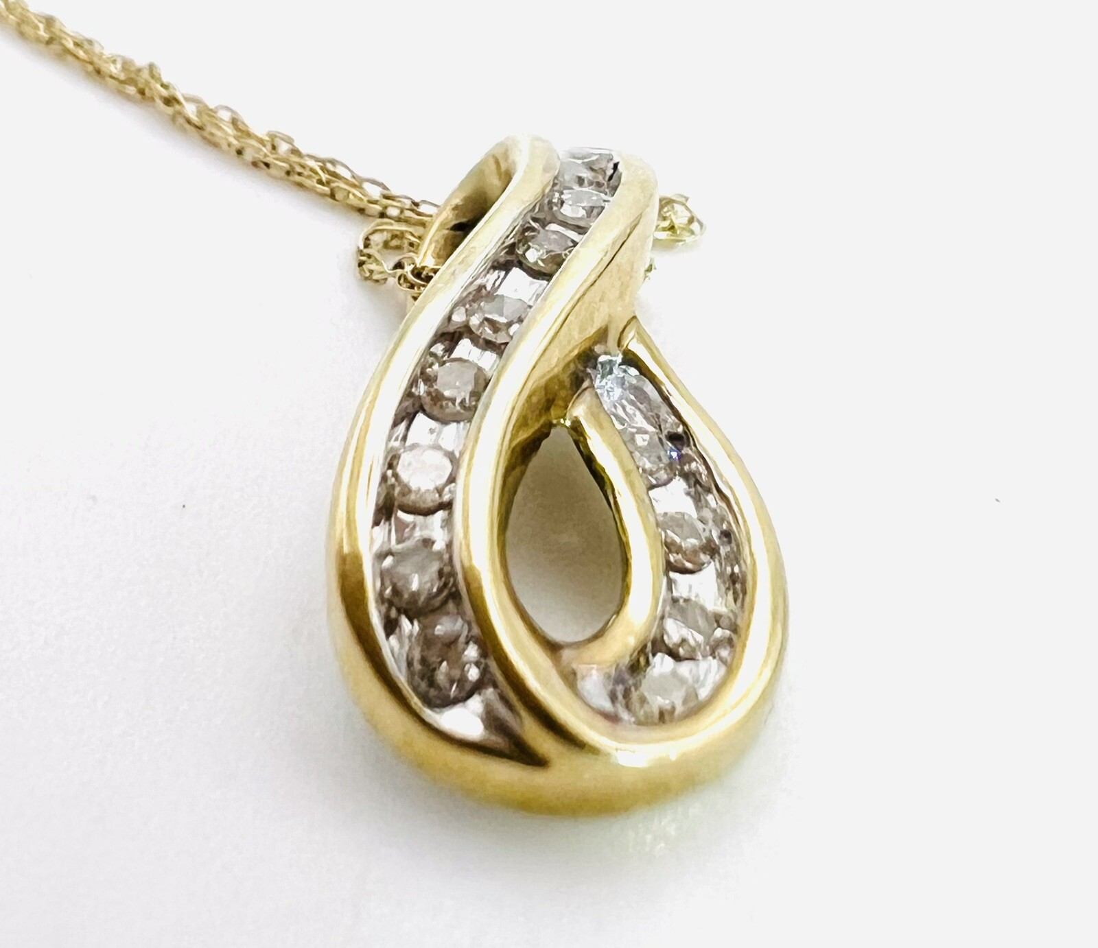 10k Solid Yellow Gold Diamond Infinity Swirl Geom… - image 12