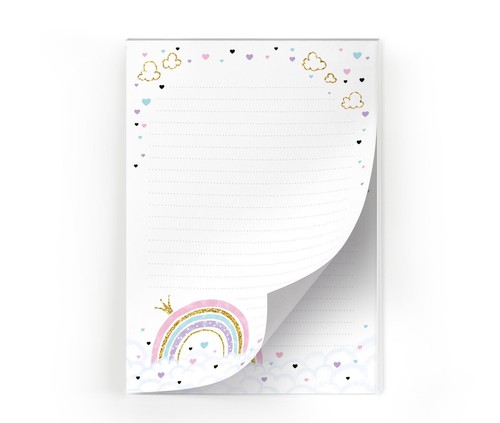 Briefpapier-Set Notizblock (A5) Briefumschläge Regenbogen Kindermotiv liniert - Bild 2 von 24