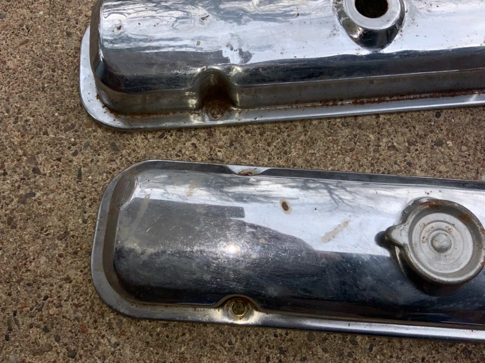 Cubiertas de válvula cromadas OEM GM 1964-1966 Pontiac GTO Grand Prix Bonneville 389 421 Foto 2 de 4