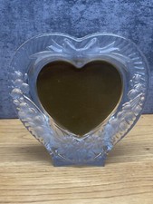 Home Beautiful Clear Glass Heart Shaped Frosted Floral Picture Frame
